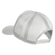 USA Flag Police Silver Blue Patched Solid Cotton Twill 5 panel Mesh Back Cap - White OSFM