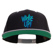 Wake Up Embroidered Wool Blend 2 Tone Classic Snapback - Black-Silver OSFM