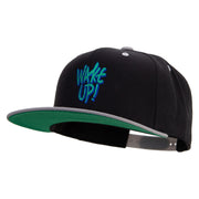 Wake Up Embroidered Wool Blend 2 Tone Classic Snapback - Black-Silver OSFM