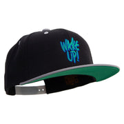 Wake Up Embroidered Wool Blend 2 Tone Classic Snapback - Black-Silver OSFM