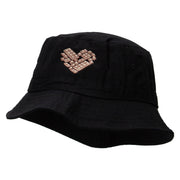 White Chocolate Heart Embroidered Pigment Dyed Bucket Hat - Black OSFM