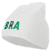 Brazil Country Three-Letter BRA Flag Embroidered 8 Inch Knitted Short Beanie