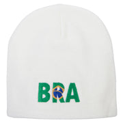 Brazil Country Three-Letter BRA Flag Embroidered 8 Inch Knitted Short Beanie