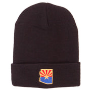 Arizona Flag Map Embroidered Long Beanie