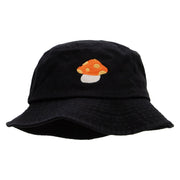 Orange Mushroom Monater Embroideered Unisex Multipurpose Crushable Cotton Twill Bucket Hat - Black M