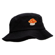 Orange Mushroom Monater Embroideered Unisex Multipurpose Crushable Cotton Twill Bucket Hat - Black M