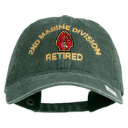 2nd Marine Division Retired Embroidered Washed Solid Pigment Dyed Cotton Twill Brass Buckle Cap - Dk-Green OSFM