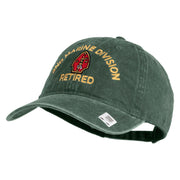 2nd Marine Division Retired Embroidered Washed Solid Pigment Dyed Cotton Twill Brass Buckle Cap - Dk-Green OSFM