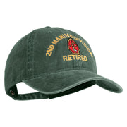 2nd Marine Division Retired Embroidered Washed Solid Pigment Dyed Cotton Twill Brass Buckle Cap - Dk-Green OSFM