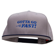 Gotta Go Fast Embroidered Two Tone Flat Bill Snapback - Navy-Grey OSFM