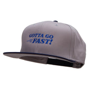 Gotta Go Fast Embroidered Two Tone Flat Bill Snapback - Navy-Grey OSFM