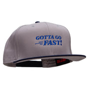 Gotta Go Fast Embroidered Two Tone Flat Bill Snapback - Navy-Grey OSFM