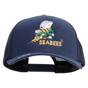 Licensed US Navy Seabees Embroidered Flexfit Mesh Trucker Cap - Navy OSFM