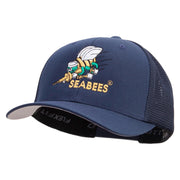 Licensed US Navy Seabees Embroidered Flexfit Mesh Trucker Cap - Navy OSFM