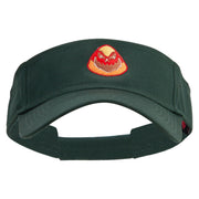 Candy Corn Monster Embroidered Cotton Twill Sun Visor - Dk-Green OSFM