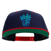 Wake Up Embroidered Wool Blend 2 Tone Classic Snapback - Navy-Red OSFM