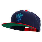 Wake Up Embroidered Wool Blend 2 Tone Classic Snapback - Navy-Red OSFM