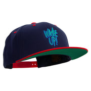 Wake Up Embroidered Wool Blend 2 Tone Classic Snapback - Navy-Red OSFM