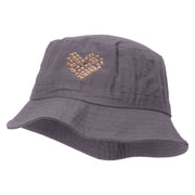 White Chocolate Heart Embroidered Pigment Dyed Bucket Hat - Charcoal OSFM