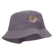 White Chocolate Heart Embroidered Pigment Dyed Bucket Hat - Charcoal OSFM