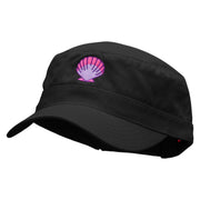 Purple Shell Garment Washed Adjustable Army Cap - Black OSFM