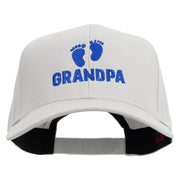 Grandpa with Feet Embroidered Solid Cotton Twill Pro Style Cap - White OSFM