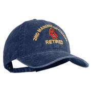 2nd Marine Division Retired Embroidered Washed Solid Pigment Dyed Cotton Twill Brass Buckle Cap - Navy OSFM
