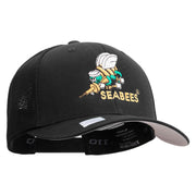 Licensed US Navy Seabees Embroidered Flexfit Mesh Trucker Cap - Black OSFM