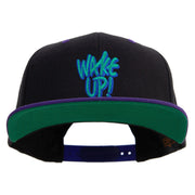 Wake Up Embroidered Wool Blend 2 Tone Classic Snapback - Black-Purple OSFM