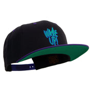 Wake Up Embroidered Wool Blend 2 Tone Classic Snapback - Black-Purple OSFM