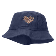 White Chocolate Heart Embroidered Pigment Dyed Bucket Hat - Navy OSFM