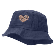 White Chocolate Heart Embroidered Pigment Dyed Bucket Hat - Navy OSFM