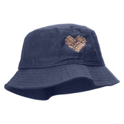 White Chocolate Heart Embroidered Pigment Dyed Bucket Hat - Navy OSFM