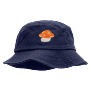 Orange Mushroom Monater Embroideered Unisex Multipurpose Crushable Cotton Twill Bucket Hat