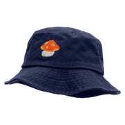 Orange Mushroom Monater Embroideered Unisex Multipurpose Crushable Cotton Twill Bucket Hat