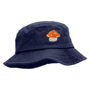 Orange Mushroom Monater Embroideered Unisex Multipurpose Crushable Cotton Twill Bucket Hat