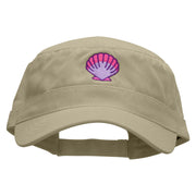 Purple Shell Garment Washed Adjustable Army Cap - Khaki OSFM