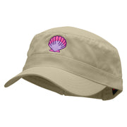 Purple Shell Garment Washed Adjustable Army Cap - Khaki OSFM