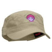 Purple Shell Garment Washed Adjustable Army Cap - Khaki OSFM