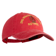 2nd Marine Division Retired Embroidered Washed Solid Pigment Dyed Cotton Twill Brass Buckle Cap - Red OSFM