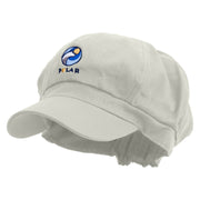 Colorful Polor Bear Embroidered Cotton Elastic Newsboy Cap - White OSFM