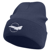 US Air Force Plane Embroidered 12 inch Acrylic Cuffed Long Beanie - Navy OSFM