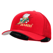 Licensed US Navy Seabees Embroidered Flexfit Mesh Trucker Cap - Red OSFM