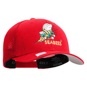 Licensed US Navy Seabees Embroidered Flexfit Mesh Trucker Cap - Red OSFM