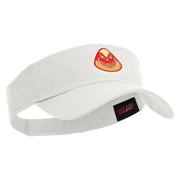 Candy Corn Monster Embroidered Cotton Twill Sun Visor - White OSFM