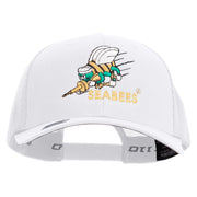 Licensed US Navy Seabees Embroidered Flexfit Mesh Trucker Cap - White OSFM