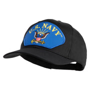 U.S. Navy Eagle Blue Patched Solid Cotton Twill Pro Style Cap - Black OSFM