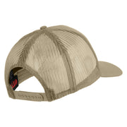 USA Flag 1776 America 2026 Gold Patched Solid Cotton Twill 5 panel Mesh Back Cap - Khaki OSFM