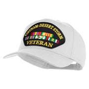 Vietnam-Desert Storm Veteran Patched Solid Cotton Twill 5 Panel Prostyle Snap Cap - White OSFM