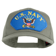 U.S. Navy Eagle Blue Patched Solid Cotton Twill Pro Style Cap - Grey OSFM